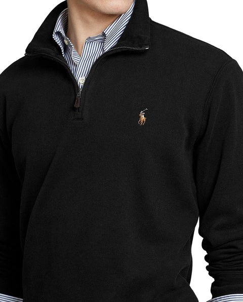 POLO RALPH LAUREN Mens Classic Estate-Rib Quarter-Zip Pullover Sweater (XXL, CedarBrownHtr)