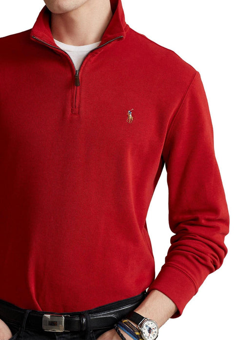 POLO RALPH LAUREN Mens Classic Estate-Rib Quarter-Zip Pullover Sweater (XXL, CedarBrownHtr)