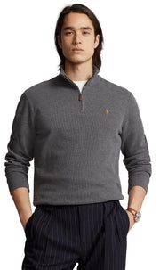 POLO RALPH LAUREN Mens Classic Estate-Rib Quarter-Zip Pullover Sweater (XXL, CedarBrownHtr)