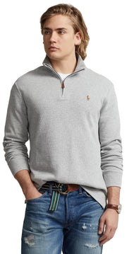 POLO RALPH LAUREN Mens Classic Estate-Rib Quarter-Zip Pullover Sweater (XXL, CedarBrownHtr)