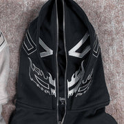 ZENMANCHEN Y2k Hoodies Puff Print Hoodie Grunge Graphic Zip Up Hoodies Y2k Jacket Hip Hop Streetwear Aesthetic Sweatshirts (US, Alpha, Large, Regular, Regular, 1-black)