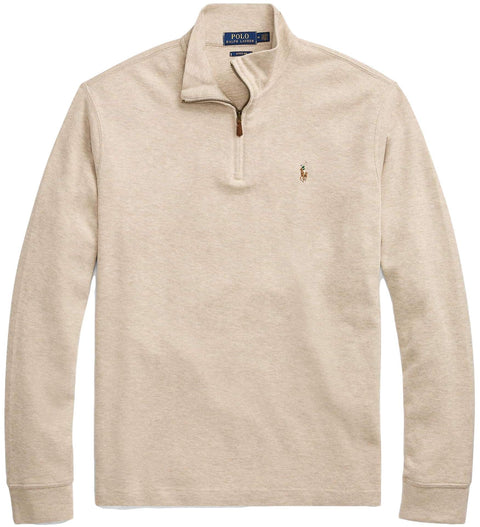 POLO RALPH LAUREN Mens Classic Estate-Rib Quarter-Zip Pullover Sweater (XXL, CedarBrownHtr)