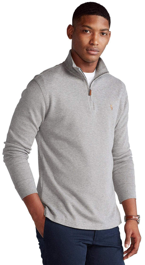 POLO RALPH LAUREN Mens Classic Estate-Rib Quarter-Zip Pullover Sweater (XXL, CedarBrownHtr)