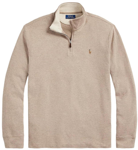 POLO RALPH LAUREN Mens Classic Estate-Rib Quarter-Zip Pullover Sweater (XXL, CedarBrownHtr)