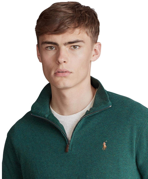 POLO RALPH LAUREN Mens Classic Estate-Rib Quarter-Zip Pullover Sweater (XXL, CedarBrownHtr)