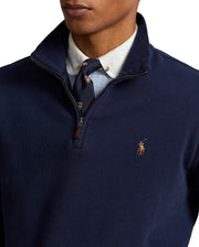 POLO RALPH LAUREN Mens Classic Estate-Rib Quarter-Zip Pullover Sweater (XXL, CedarBrownHtr)