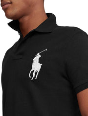 POLO RALPH LAUREN Men's Big Pony Classic Fit Mesh Polo Shirt (M, Black)