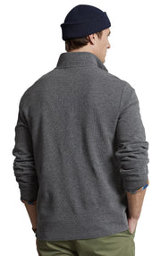 POLO RALPH LAUREN Mens Classic Estate-Rib Quarter-Zip Pullover Sweater (XXL, CedarBrownHtr)