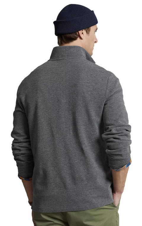 POLO RALPH LAUREN Mens Classic Estate-Rib Quarter-Zip Pullover Sweater (XXL, CedarBrownHtr)