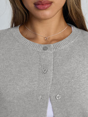 Trendy Queen Cropped Cardigan Sweaters for Women Lightweight Shrugs Crop Tops Y2k Fall Outfits Fashion Clothes 2025 Grey M