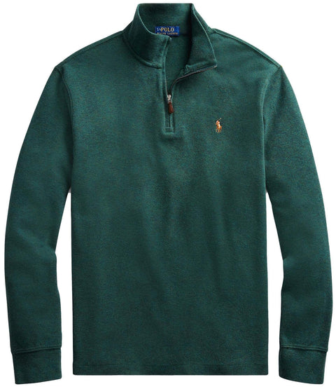 POLO RALPH LAUREN Mens Classic Estate-Rib Quarter-Zip Pullover Sweater (XXL, CedarBrownHtr)