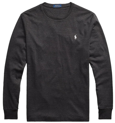 Polo Ralph Lauren Men's Crew Neck Long Sleeve Tee, Basic Black, Large