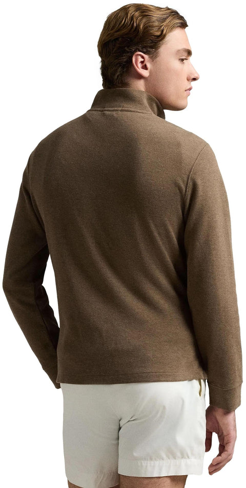POLO RALPH LAUREN Mens Classic Estate-Rib Quarter-Zip Pullover Sweater (XXL, CedarBrownHtr)