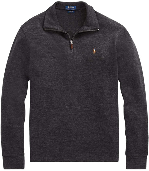 POLO RALPH LAUREN Mens Classic Estate-Rib Quarter-Zip Pullover Sweater (XXL, CedarBrownHtr)