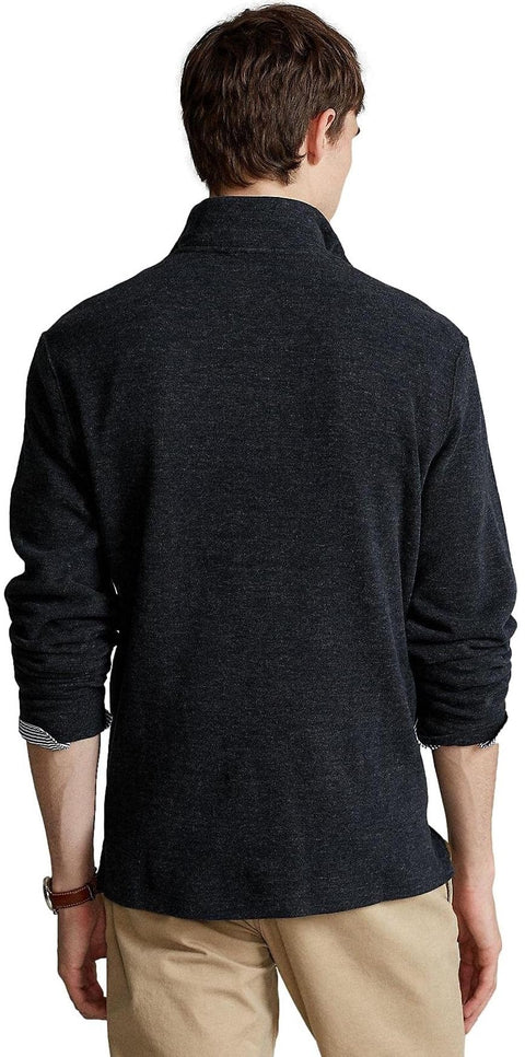 POLO RALPH LAUREN Mens Classic Estate-Rib Quarter-Zip Pullover Sweater (XXL, CedarBrownHtr)