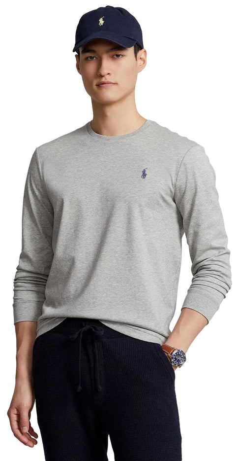 Polo Ralph Lauren Men's Crew Neck Long Sleeve Tee, Basic Black, Large