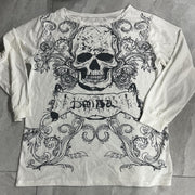 NaranjaBurbuja Y2k Fairy Grunge Graphic Long Sleeve Tees Tops Women E-Girls Aesthetic Gothic Skull Print Baggy T Shirts Emo Clothes 0-black Retro Fashion Uiui