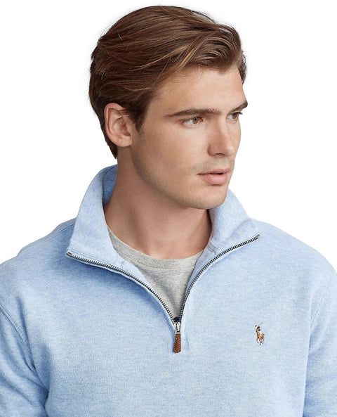 POLO RALPH LAUREN Mens Classic Estate-Rib Quarter-Zip Pullover Sweater (XXL, CedarBrownHtr)