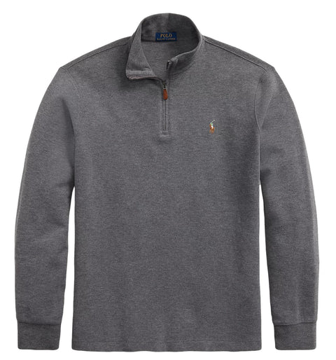 POLO RALPH LAUREN Mens Classic Estate-Rib Quarter-Zip Pullover Sweater (XXL, CedarBrownHtr)