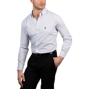 U.S. Polo Assn. Regular Fit Long Sleeve Button Down Dress Shirts for Men Wrinkle Free Long Sleeve Shirt Mens Formal Stretch Black Solid