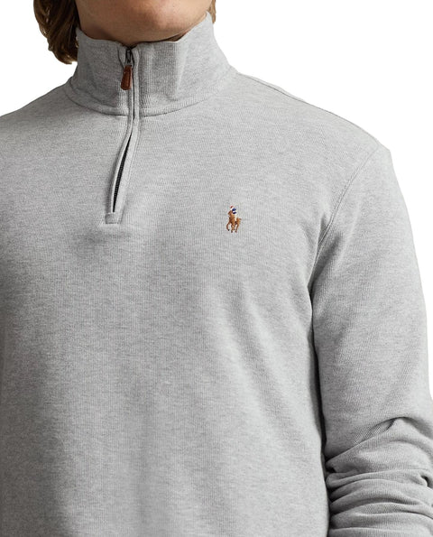 POLO RALPH LAUREN Mens Classic Estate-Rib Quarter-Zip Pullover Sweater (XXL, CedarBrownHtr)