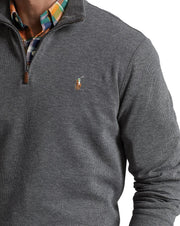 POLO RALPH LAUREN Mens Classic Estate-Rib Quarter-Zip Pullover Sweater (XXL, CedarBrownHtr)