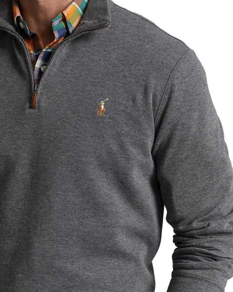 POLO RALPH LAUREN Mens Classic Estate-Rib Quarter-Zip Pullover Sweater (XXL, CedarBrownHtr)