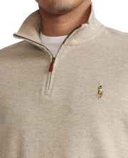 POLO RALPH LAUREN Mens Classic Estate-Rib Quarter-Zip Pullover Sweater (XXL, CedarBrownHtr)