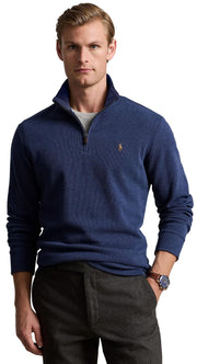 POLO RALPH LAUREN Mens Classic Estate-Rib Quarter-Zip Pullover Sweater (XXL, CedarBrownHtr)