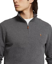 POLO RALPH LAUREN Mens Classic Estate-Rib Quarter-Zip Pullover Sweater (XXL, CedarBrownHtr)
