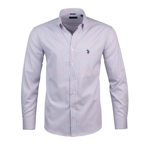 U.S. Polo Assn. Regular Fit Long Sleeve Button Down Dress Shirts for Men Wrinkle Free Long Sleeve Shirt Mens Formal Stretch Black Solid