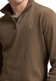 POLO RALPH LAUREN Mens Classic Estate-Rib Quarter-Zip Pullover Sweater (XXL, CedarBrownHtr)