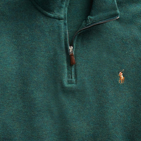 POLO RALPH LAUREN Mens Classic Estate-Rib Quarter-Zip Pullover Sweater (XXL, CedarBrownHtr)