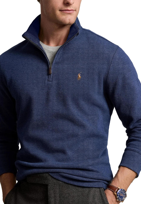 POLO RALPH LAUREN Mens Classic Estate-Rib Quarter-Zip Pullover Sweater (XXL, CedarBrownHtr)