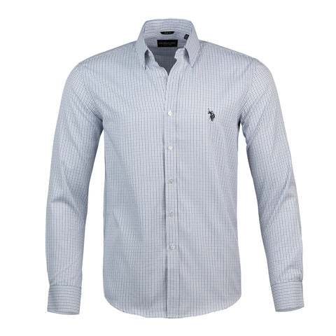 U.S. Polo Assn. Regular Fit Long Sleeve Button Down Dress Shirts for Men Wrinkle Free Long Sleeve Shirt Mens Formal Stretch Black Solid