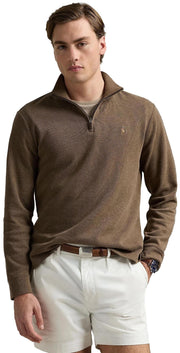 POLO RALPH LAUREN Mens Classic Estate-Rib Quarter-Zip Pullover Sweater (XXL, CedarBrownHtr)