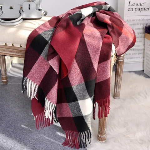 190*70cm Winter Women's Scarf Luxury Brand Classic Lattice Soft Foulard Female Cashmere Scarves Shawl Pashmina Shawls And Wraps