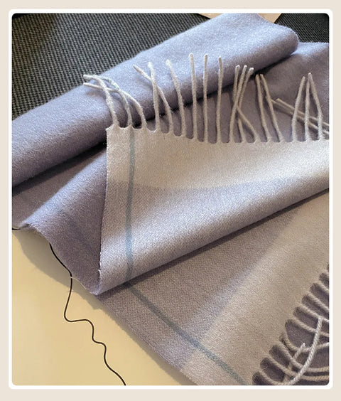 High Quality 100% Wool Scarf Female Fashion Classic Soft Cashmere Muffler Women Warm Thermal Shawl Outside Autumn Winter