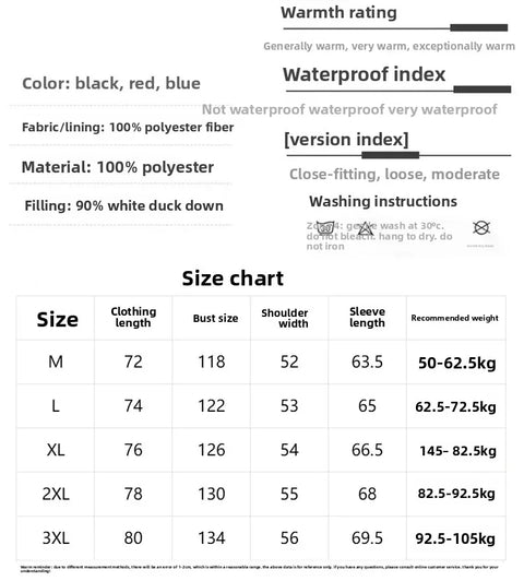 2024 Winter Men’s & Women’s Puffer Jacket – Thick Duck Down Hooded Coat | Outdoor Casual Warm Overcoat