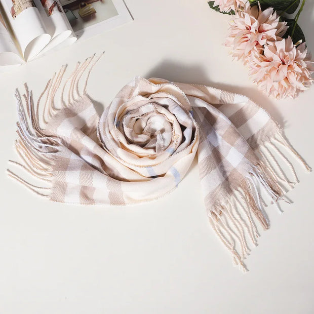 1/2 Piece Black Burberry-Style Scarf, Fashionable British Plaid Faux Cashmere Scarf, Autumn and Winter Style, Men's Couple's Warm Shawl, Great Gift