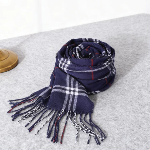 1/2 Piece Black Burberry-Style Scarf, Fashionable British Plaid Faux Cashmere Scarf, Autumn and Winter Style, Men's Couple's Warm Shawl, Great Gift