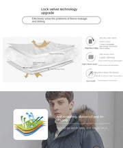 Men Winter Goose Down Coats Fur Collar Hooded Long Down Jackets Top Quality Male Outdoor Windproof Warm Winter Jackets Canada