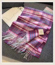 High Quality 100% Wool Scarf Female Fashion Classic Soft Cashmere Muffler Women Warm Thermal Shawl Outside Autumn Winter