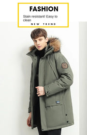 Men Winter Goose Down Coats Fur Collar Hooded Long Down Jackets Top Quality Male Outdoor Windproof Warm Winter Jackets Canada