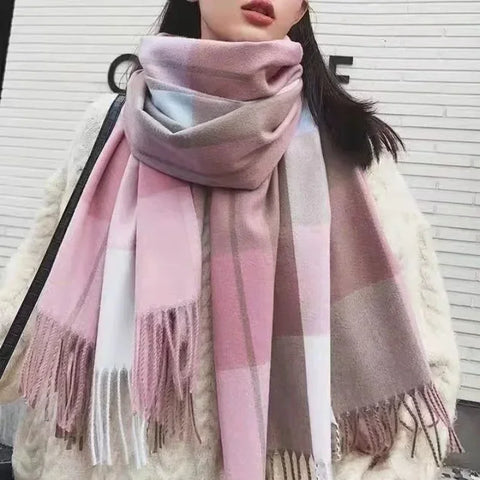 190*70cm Winter Women's Scarf Luxury Brand Classic Lattice Soft Foulard Female Cashmere Scarves Shawl Pashmina Shawls And Wraps