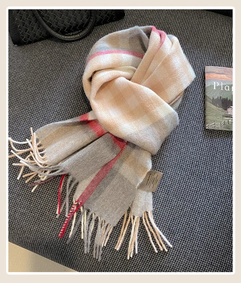 High Quality 100% Wool Scarf Female Fashion Classic Soft Cashmere Muffler Women Warm Thermal Shawl Outside Autumn Winter