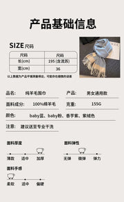 High Quality 100% Wool Scarf Female Fashion Classic Soft Cashmere Muffler Women Warm Thermal Shawl Outside Autumn Winter