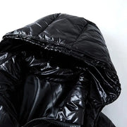 Men’s Glossy Short Down Jacket – Thickened Hooded Winter Coat | Fleece-Lined Polyester Fiber Outerwear