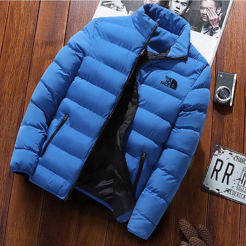Men’s Winter Thick Warm Parka – Stand Collar Cotton-Padded Windproof Jacket Casual Solid Outdoor Coat