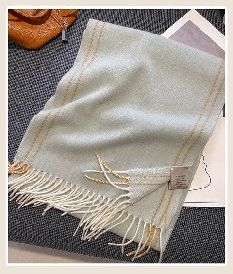 High Quality 100% Wool Scarf Female Fashion Classic Soft Cashmere Muffler Women Warm Thermal Shawl Outside Autumn Winter